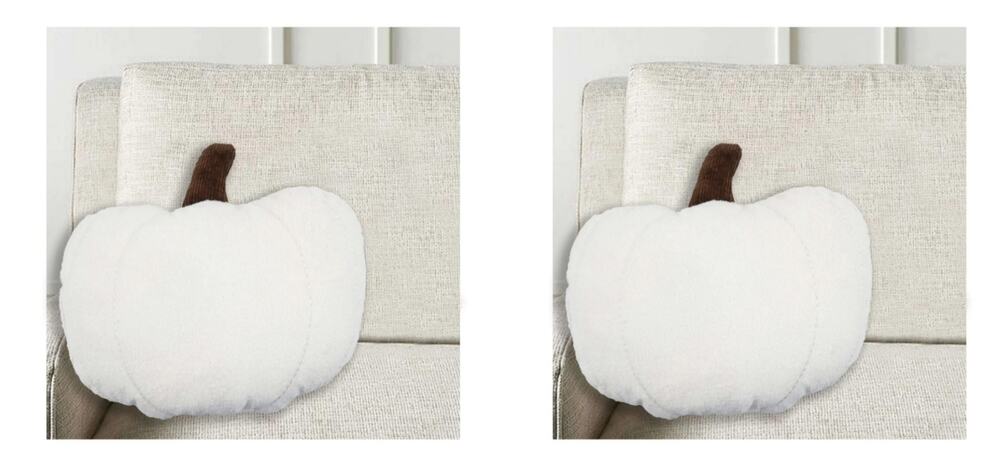 Set of 2 Fall Harvest Off White Plush Pumpkin Couch Throw Pillows
